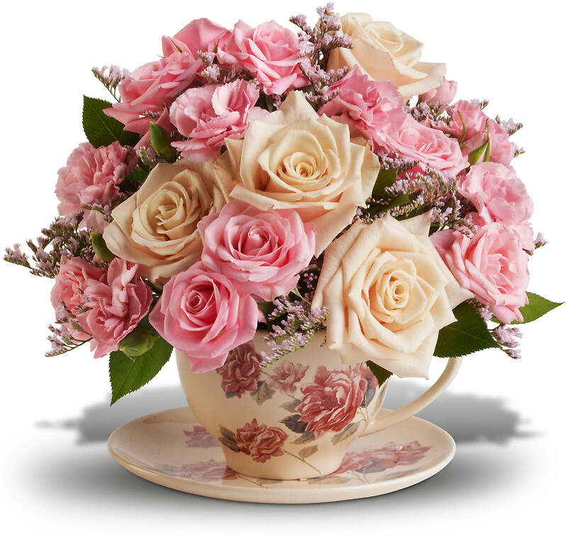 Victorian Teacup Bouquet arranged by a florist in Glendora, NJ Aversa