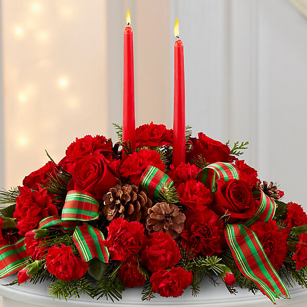 The Holiday Classics Centerpiece arranged by a florist in Glendora, NJ